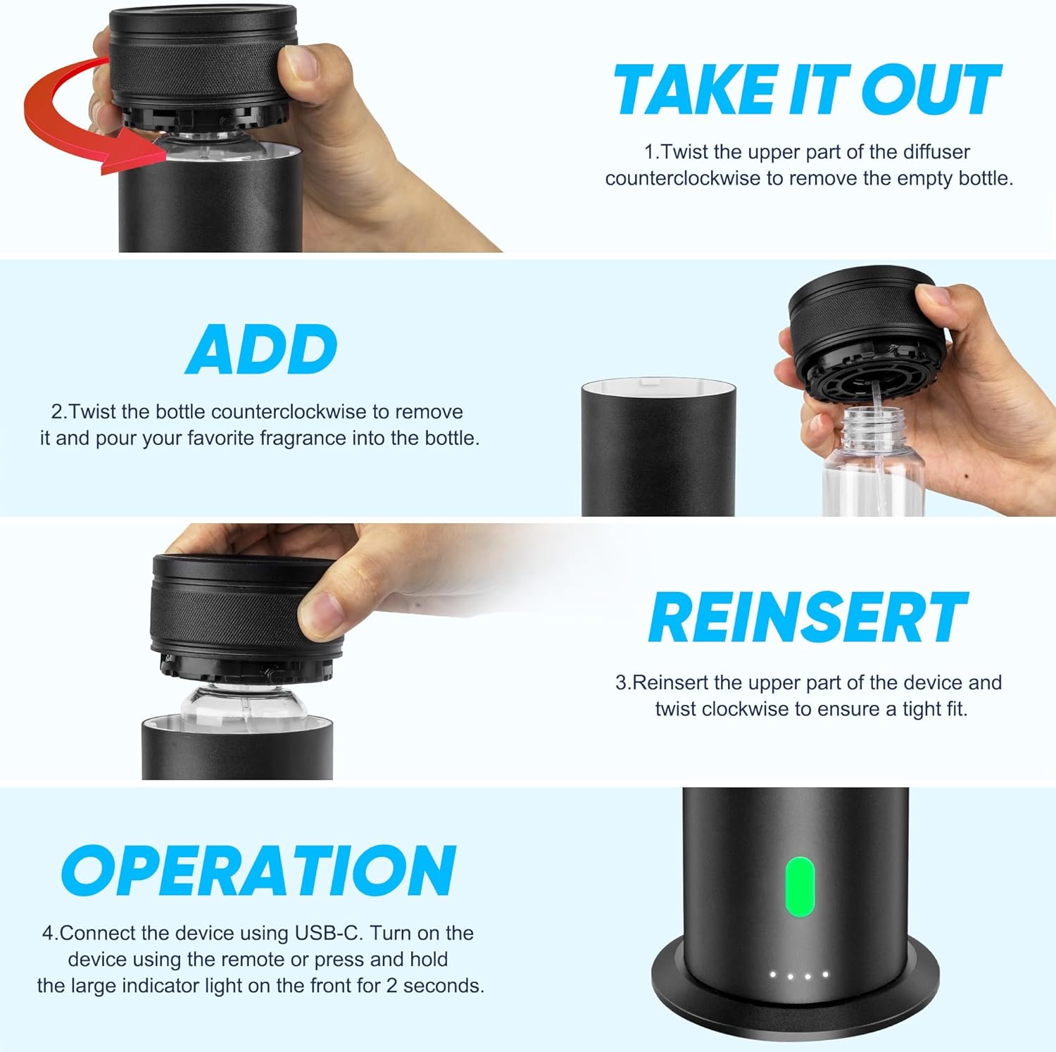 Skiennix Waterless Scent Diffuser Starter Kit | 800 Sq. In. Coverage with 5 Essential Oils & Remote Control