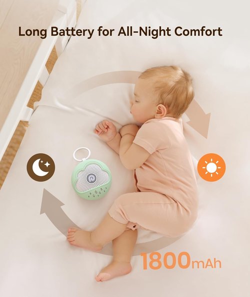 Dreamegg White Noise Machine - Portable Baby Sound Machine with 21 Soothing Sounds | Green Silicone Cover
