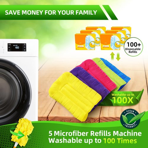 Yicotira Reusable Duster Refill Compitable with Swiffer Duster - Washable Heavy Duty Dusters Refills 360 for Swiffer Duster Handle & Super Extender Handle, 4 Pack