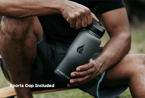 HYDRO CELL Stainless Steel Insulated Water Bottle - Versatile 32oz Flask for Hot & Cold Drinks | Leakproof Design in Graphite/Black