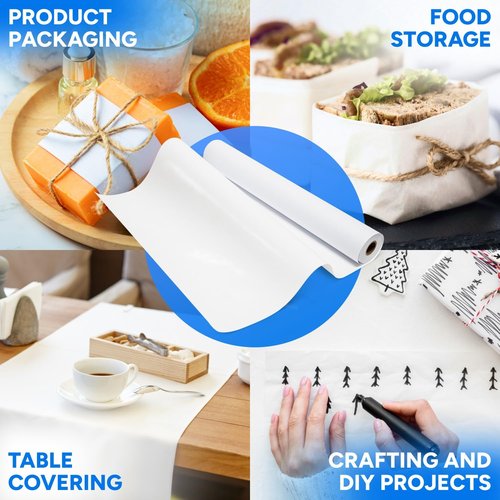 Paclord 18" x 1200" (100') Made in USA White Freezer Paper Roll – Moisture-Resistant Wrap, Prevents Freezer Burn, Keeps Meat Fresh for up to 1 year – Plastic Coated Paper for Meat, Fish, and Poultry