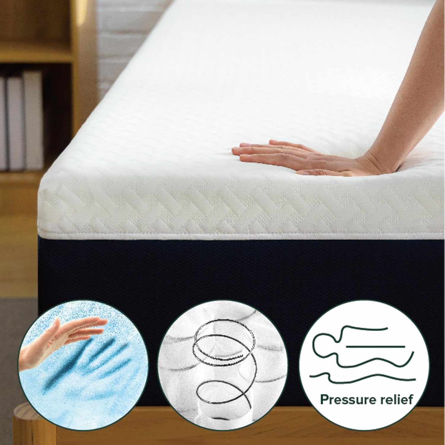 Zinus 12 Inch Queen Hybrid Mattress - Cooling Comfort, Medium Firm, Fiberglass Free, Certified Safe Foams