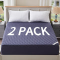 BEDLORE 2 Pack Waterproof Mattress Protector, Queen Size Pad Noiseless with Deep Pocket Fitted for 6"-18", Soft Breathable Dirt Proof Bed Mattress Cover Washable for Home, Bedroom, Hotel (Navy Blue)