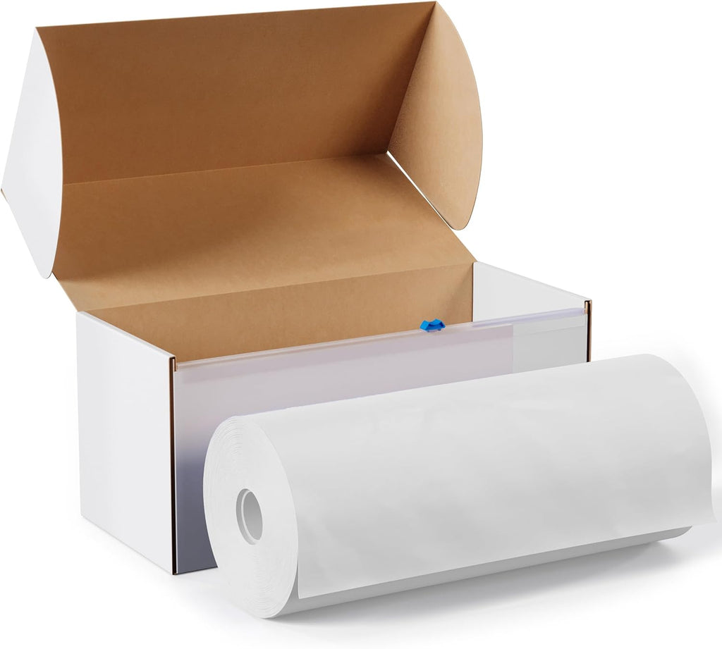 Party Solids White Plastic Table Cover Roll - 54 Inch X 300 Feet with Slide Cutter for Easy Cutting