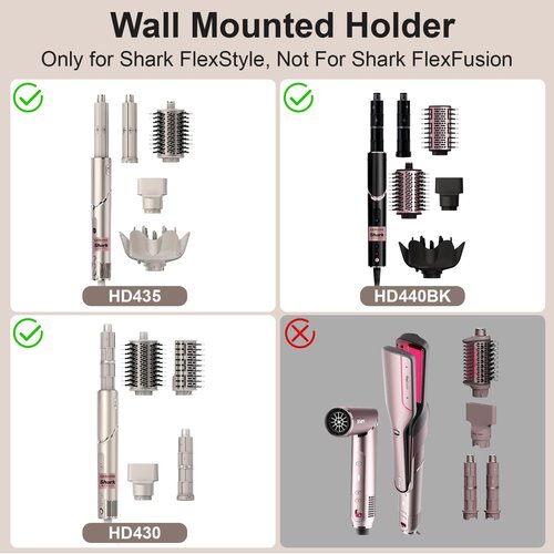 GENCAM Wall Mounted Holder for Shark Flexstyle, Acrylic Wall Mount Bracket Organizer for Shark Flex Style, Flex Style Holder with Cord Hanger for Accessories Curlers Brushes Diffuser and Attachments