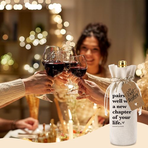 2Pc Funny New Chapter Wine Bag New Beginnings Gifts for Women Men Farewell Gifts for Friends Going Away Gifts for Coworkers Women Men Moving Away Gifts for Friends New Teacher Gifts
