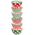 Winter Medley 13 oz All Purpose Bowls – Set of 6 Porcelain Holiday Serving Bowls for Ice Cream, Snacks, or Sides – Festive Assorted Designs for Christmas Entertaining