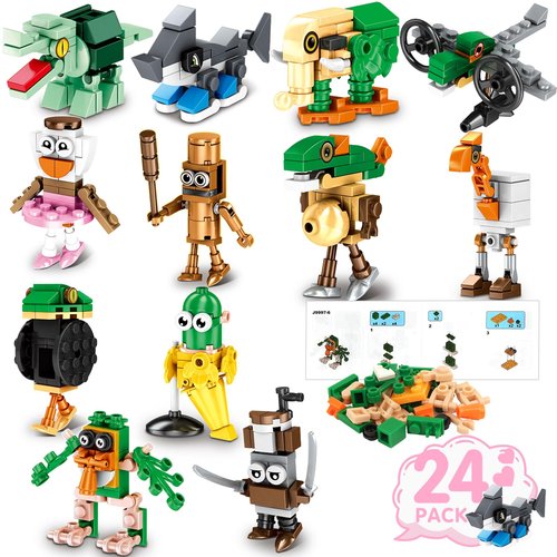 JELMOK Valentines Day Gifts for Kids, 24 Pack Building Blocks with Valentines Day Cards Class Valentines Gifts for Class Classroom School Boys Girls Party Favors Exchange