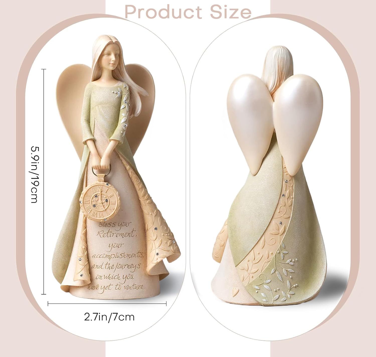 Skiennix Elegant Retirement Angel Figurine Set - 6.5" Gift for Coworkers, Teachers, Nurses & Friends | Perfect Retirement Party Decor