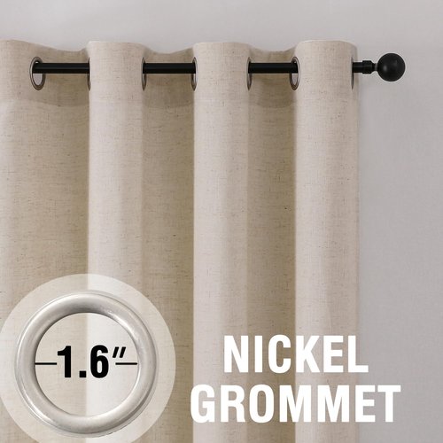 H.VERSAILTEX Linen Fabric Curtains for Living Room, 96 Inches Long, Light Filtering Privacy Drapes with Grommet, Farmhouse Textured Curtain 2 Panels Set, 52" W x 96" L, Linen