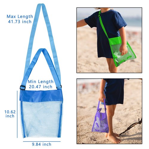 Luwint 3PCS Beach Shell Collecting Bags for Kids - Durable Mesh Shell Bags for Picking Up Seashells, Lightweight Shell Bags for Beach Trips and Treasures