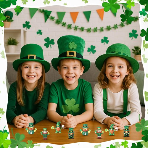 Halloscume 25 Pcs Mini St. Patrick's Day Gnome Figurines Green Irish Leprechaun Statue Rubber Gnome Table Decor Home Tiered Tray Decoration for Farmhouse Shelf St Patrick's Party Gifts