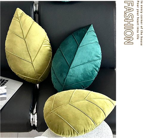Rvsdoi Leaf Pillow,3D Leaf Shaped Plant Pillows Green Tropical Plant Cushion for Sofa Office Bedroom Home Decor Green (15"x9.8")