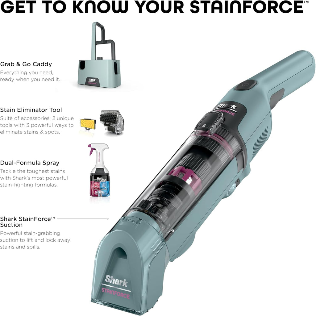 Shark StainForce Portable Spot & Odor Remover System - Cordless with Accessories & Storage Caddy