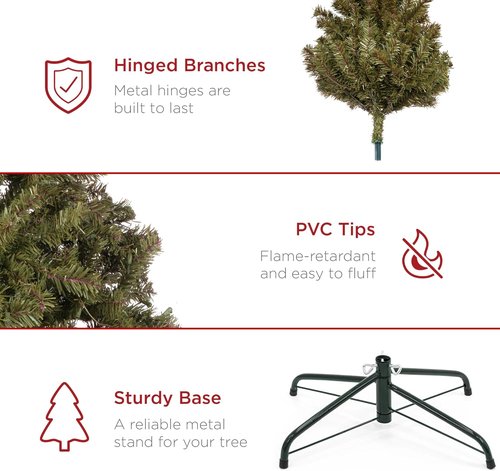Best Choice Products 9ft Artificial Christmas Tree - Premium Unlit Realistic Spruce Holiday Décor | Easy Assembly, Metal Base