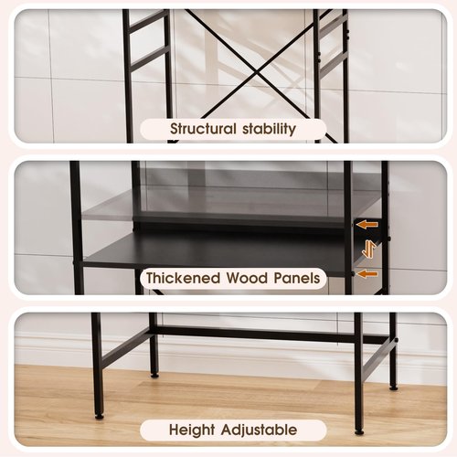 QieerHior Mini Fridge Shelf Mini Fridge and Microwave Stand Over Mini Fridge Storage Rack Height Adjustable Microwave and Fridge Stand Suitable for Dorm, Kitchens, Offices, Black