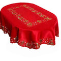 Grelucgo Super Large Embroidered Christmas Holiday Holly Tree Dining Tablecloth (57 × 120 Inches Oval Tablecloth)