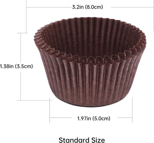 Bake Choice Cupcake Liners - 200 Pcs Food-Grade Brown Grease-Proof Muffin Wrappers for Baking