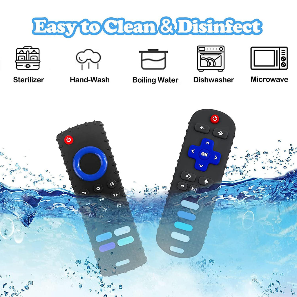 ROBBEAR Baby Teething Toys - Food Grade Silicone Teethers in Fire TV Remote Shape | BPA Free, Black