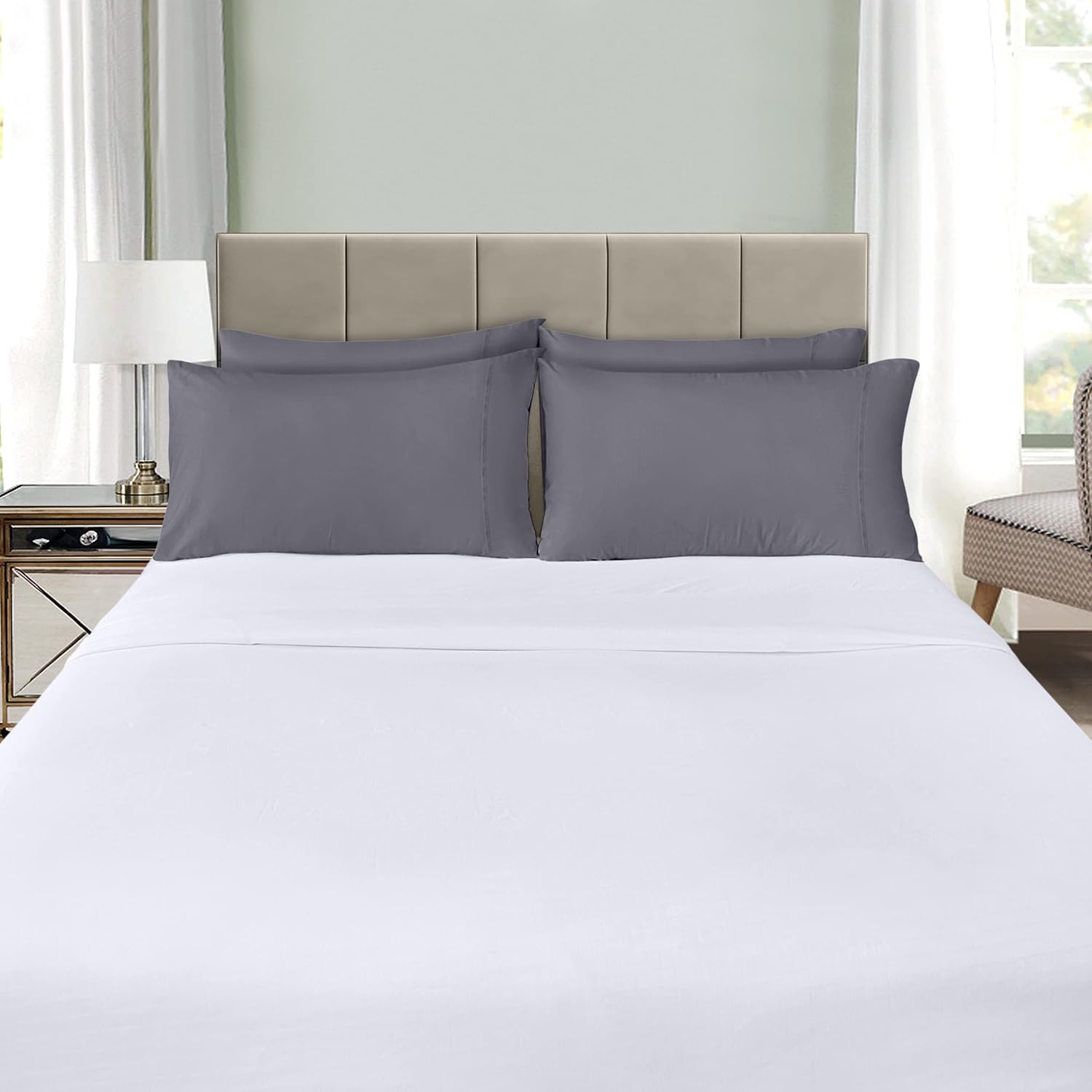 Utopia Bedding King Pillow Cases - 4 Pack - Soft Brushed Microfiber - Fade Resistant 20 X 40 Inches | Grey