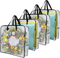 VENO Clear Moving Bags - 4 Pack Heavy Duty Storage Totes for 30" Wreaths, Clothes & Bedding
