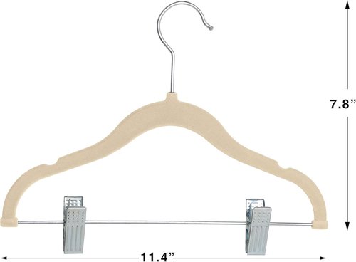 Finnhomy Velvet Non-Slip Baby & Kids Clothes Hangers - 20-Pack Heavy-Duty Space-Saving Clips, Beige