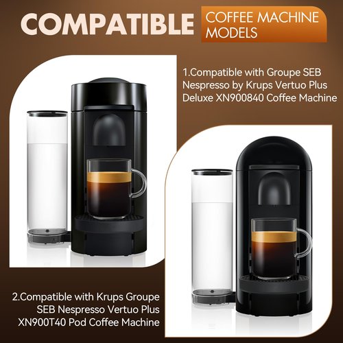 Feekoon 60 OZ Water Tank Reservoir Compatible with Groupe SEB Nespresso by Krups Vertuo Plus Deluxe XN900840 Coffee Machine/Krups Groupe SEB Nespresso Vertuo Plus XN900T40 Pod Coffee Machine