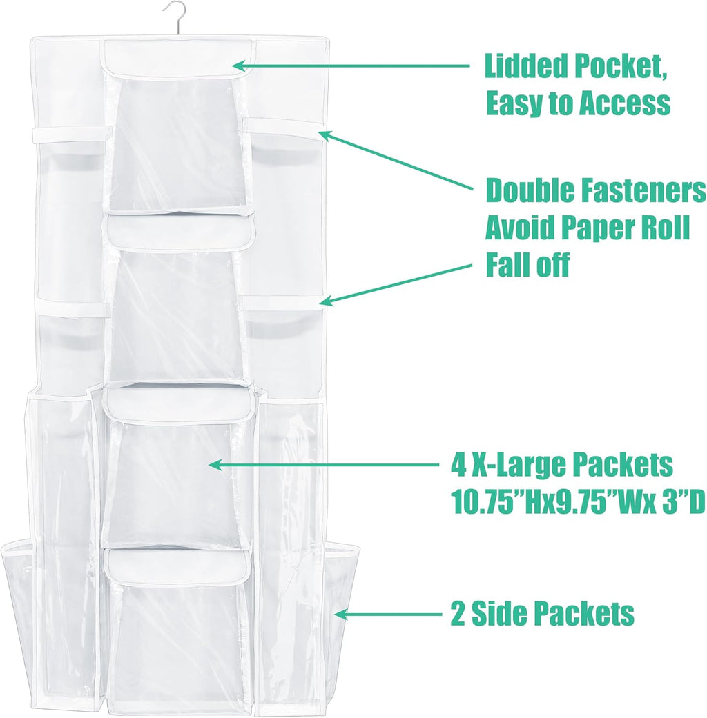 Simple Houseware | Double-Sided Gift Wrap Organizer - White Storage Pockets (Set of 1)