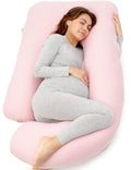 Momcozy U-Shaped Pregnancy Pillow - Full Body Maternity Support for Side Sleeping | 57 Inch, Pink