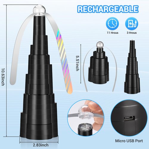LEOFI Fly Fans for Tables, Bug Fans, Food Fan,Tabletop Fan Rechargeable Soft Holographic Blades for Picnic, Party, Outdoor&Indoor Dining,4pack