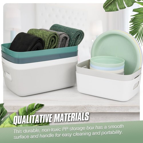Vivikivi 6-Pack Plastic Storage Bins Baskets of 3 Sizes, Cabinet Organizer Pantry Organizing Baskets with Handles, Cupboard Box Containers for Home Kitchen Bathroom Classroom Office, Blue and Green