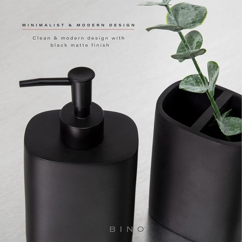 BINO 3-Piece Bathroom Accessories Set - Stylish Soap Dispenser, Toothbrush Holder & Tumbler for Elegant Decor