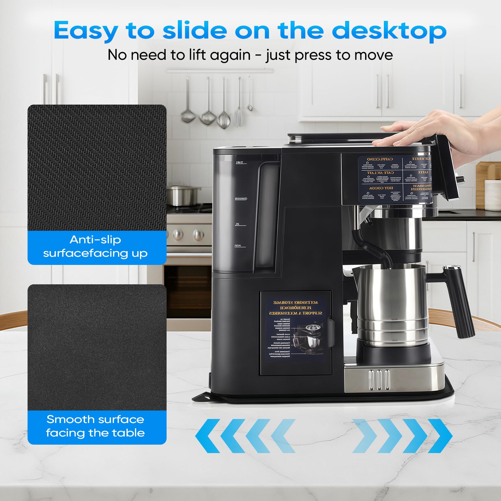 Sliding Mat Compatible with Ninja Espresso CoffeeMachine ES601/ES701 with Hanging Strap - Smooth Glidewith Anti-Slip Base - Easy To Clean for Ninja Cafe LuxeAccessonies