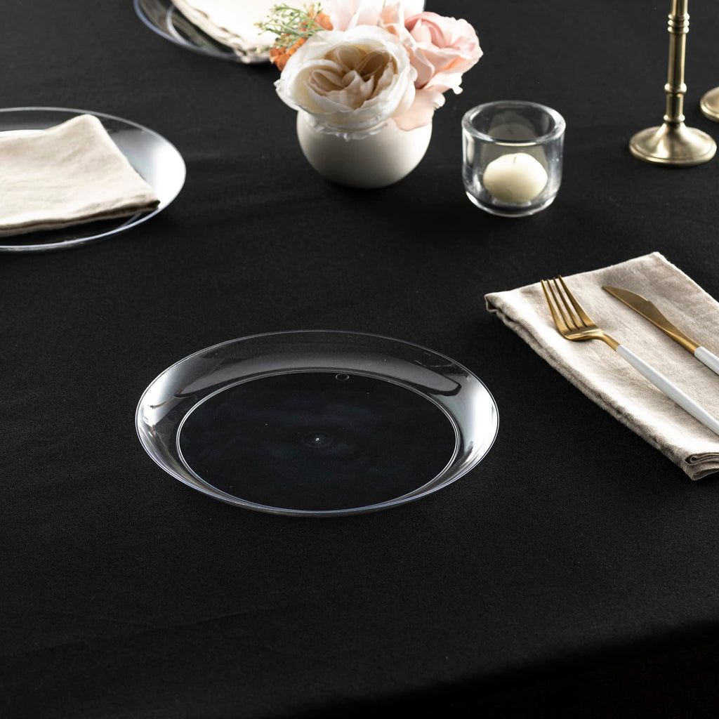 [9'' 240 Pack] 9'' inch Premium Heavy Weight Crystal Clear Classy Disposable hard Plastic Entree plates