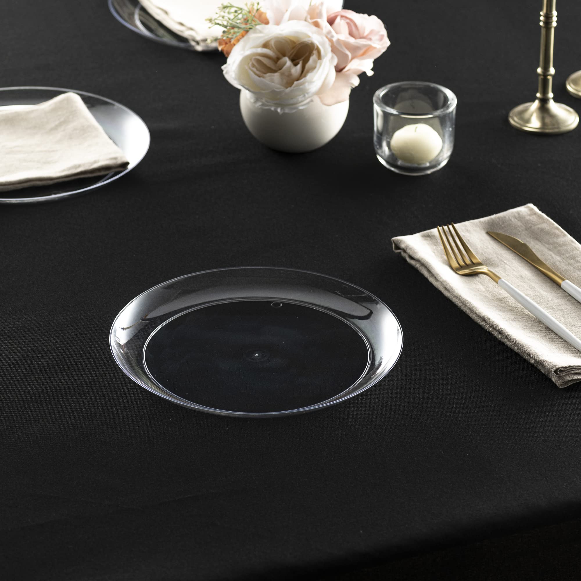 [9'' 240 Pack] 9'' inch Premium Heavy Weight Crystal Clear Classy Disposable hard Plastic Entree plates