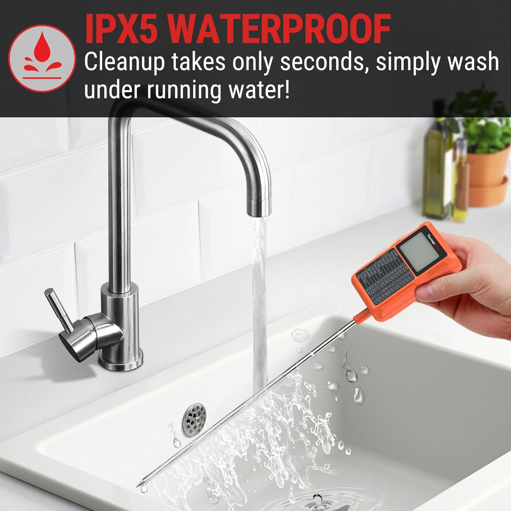 TempPro Waterproof Digital Candy Thermometer - Instant Read 10" Long Probe for Cooking & Grilling