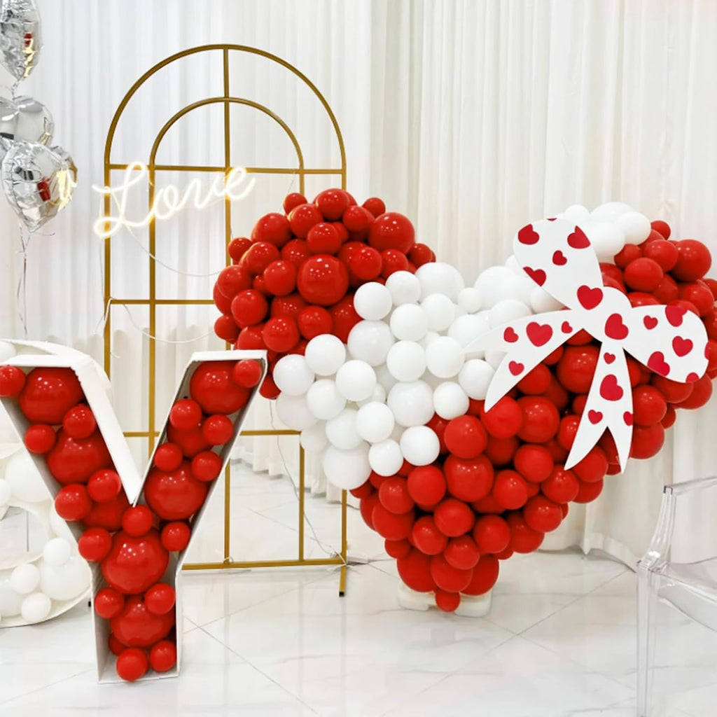 Skiennix 100pcs Red & White 12-Inch Latex Balloons - Perfect for Mother's Day, Valentine's, & Weddings