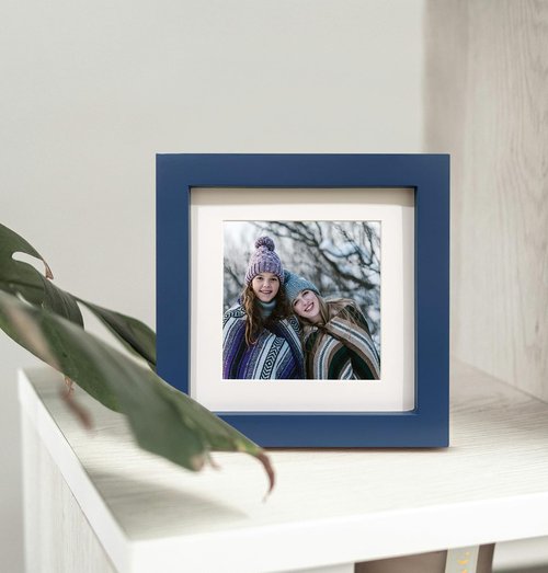 LEKAIYA 6x6 Blue Picture Frames, Square Solid Wood Photo Frame for Tabletop or Wall Mounting