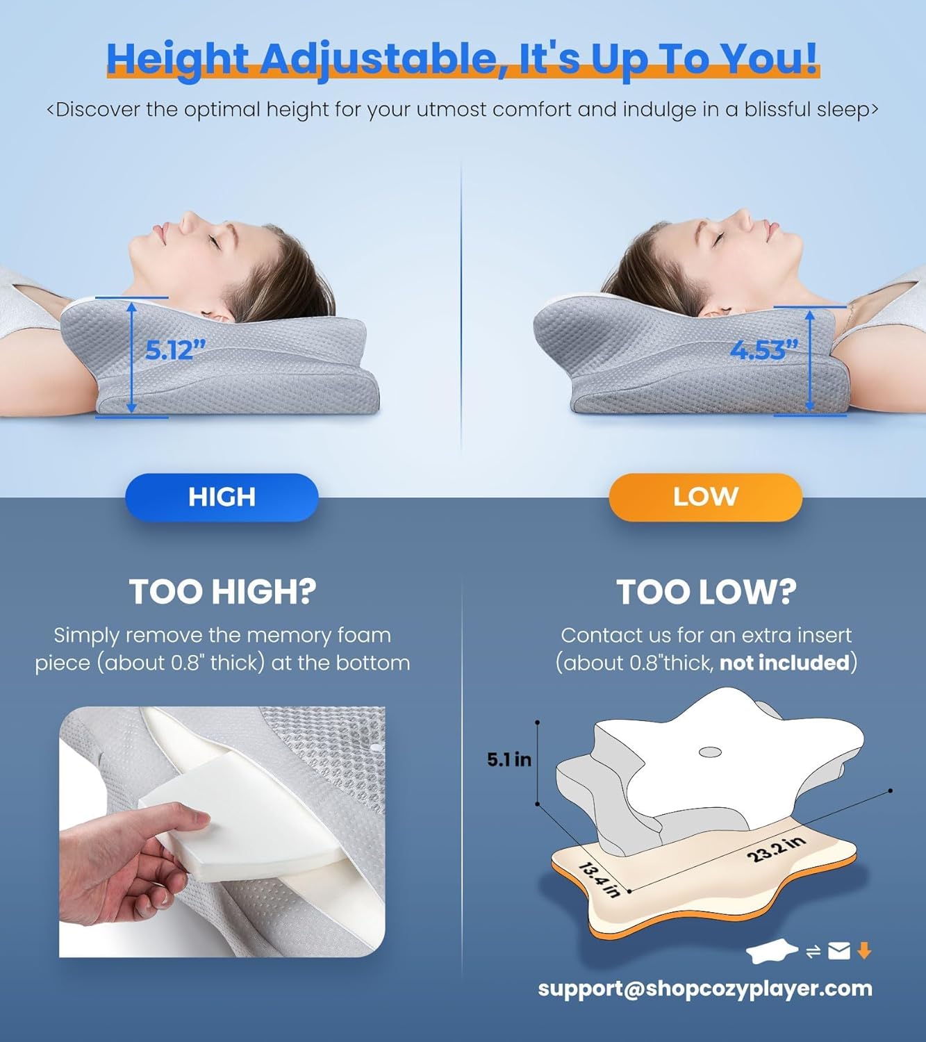 Ultra Pain Relief Cooling Pillow - Adjustable Ergonomic Memory Foam for Neck Support | Cozy Orthopedic Design