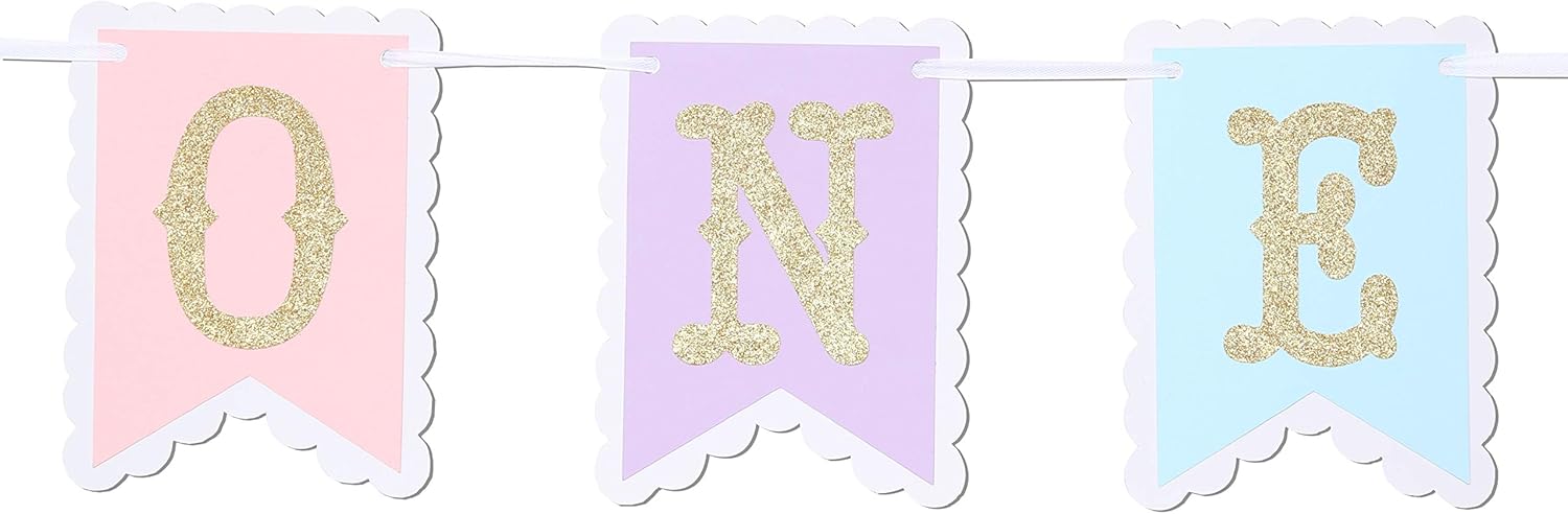 Rainbow High Chair Banner - Colorful 1st Birthday Photo Prop for Baby Girl Smash Cake, Macarons Theme