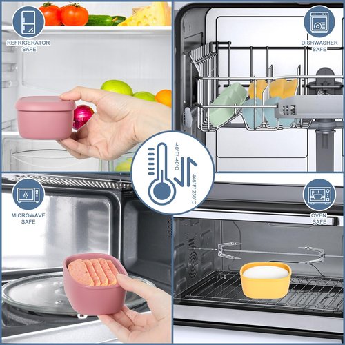 AOEDEO 4 pcs 10 oz Silicone Snack Containers for Kids Small Food Containers with Lids, Fruit Container for Lunch, Stackable Lunch Container for Kids, Daycare, School and Travel