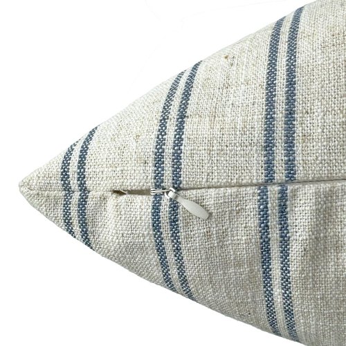 IKATYARN Farmhouse Linen Throw Pillow Cover, Striped Decorative Retro Pillowcase for Sofa Bedroom Pack of 2, 18x18 Inches