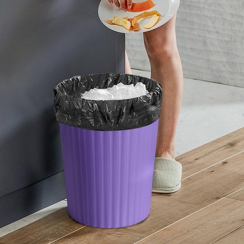 Eurysman Small Platic 2 Gallon Trash Can - Compact Wastebin for Bathroom, Kitchen, Office, Home Use - Purple