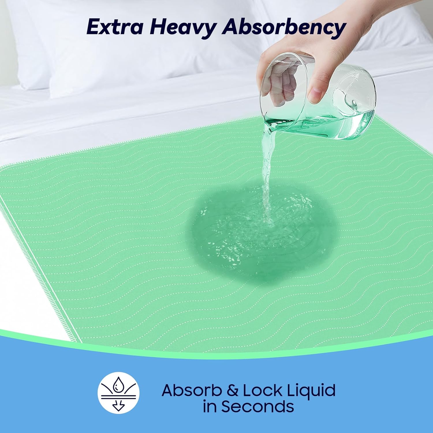 Skiennix Extra Heavy Absorbency Washable Underpads - 36” x 36” Waterproof Nursing Pads for Incontinence & Pets