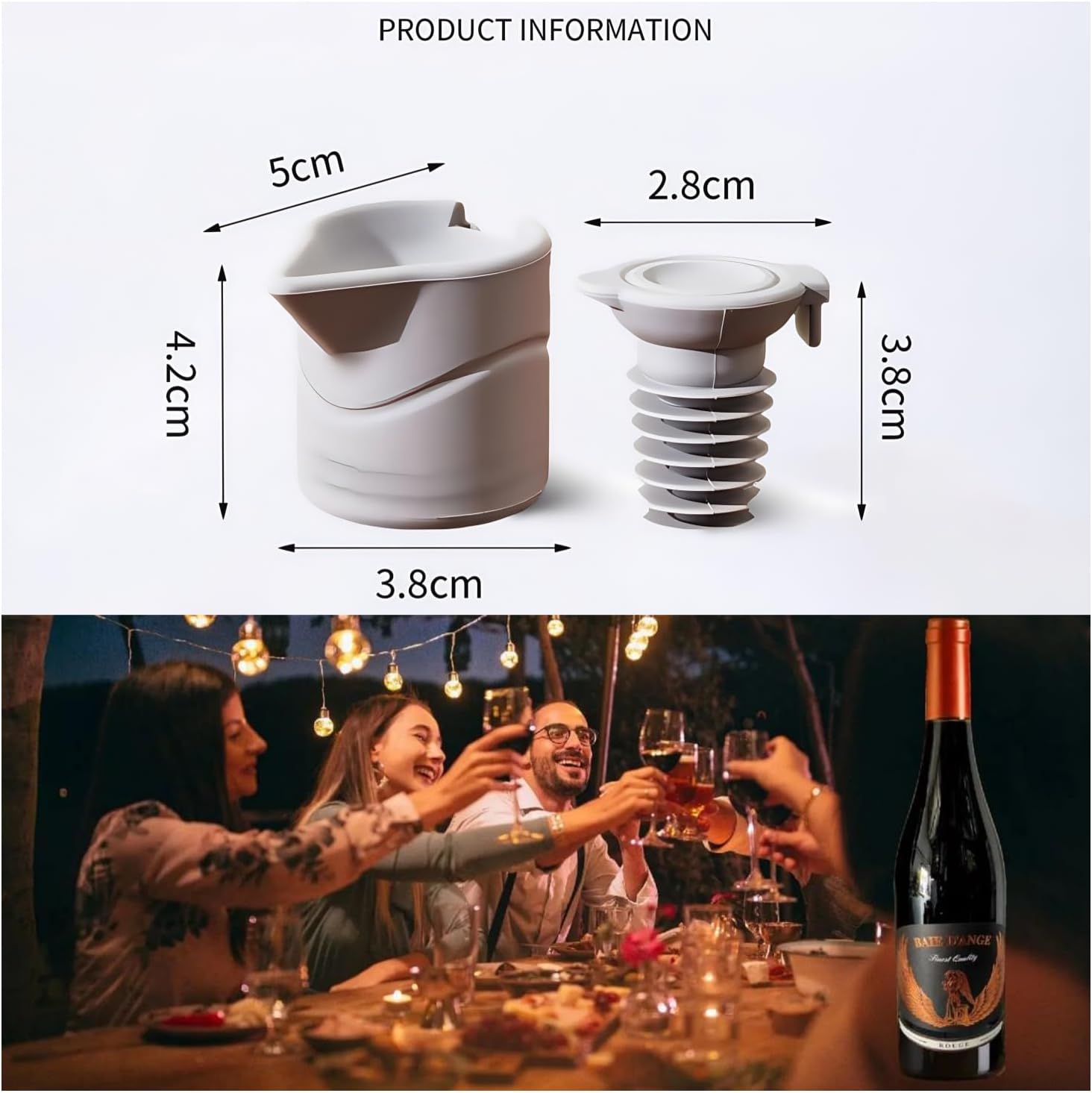 Silicone Wine Bottle Stopper with Guide Nozzle Keep Wine Fresh Reusable Wine Preserver Seals With 3 in 1 Kechain Fixed Sealing Plug Design For Soy Sauce, Cooking Wine, Oilg(Red+Orange+Gray)