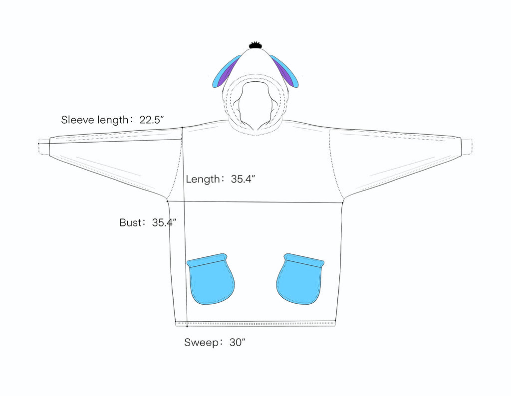 NEWCOSPLAY Wearable Blanket Hoodie Sherpa Hoodie Blanket for Women Men Warm Oversized Sweatshirt with Pockets (Donkey, Adult)