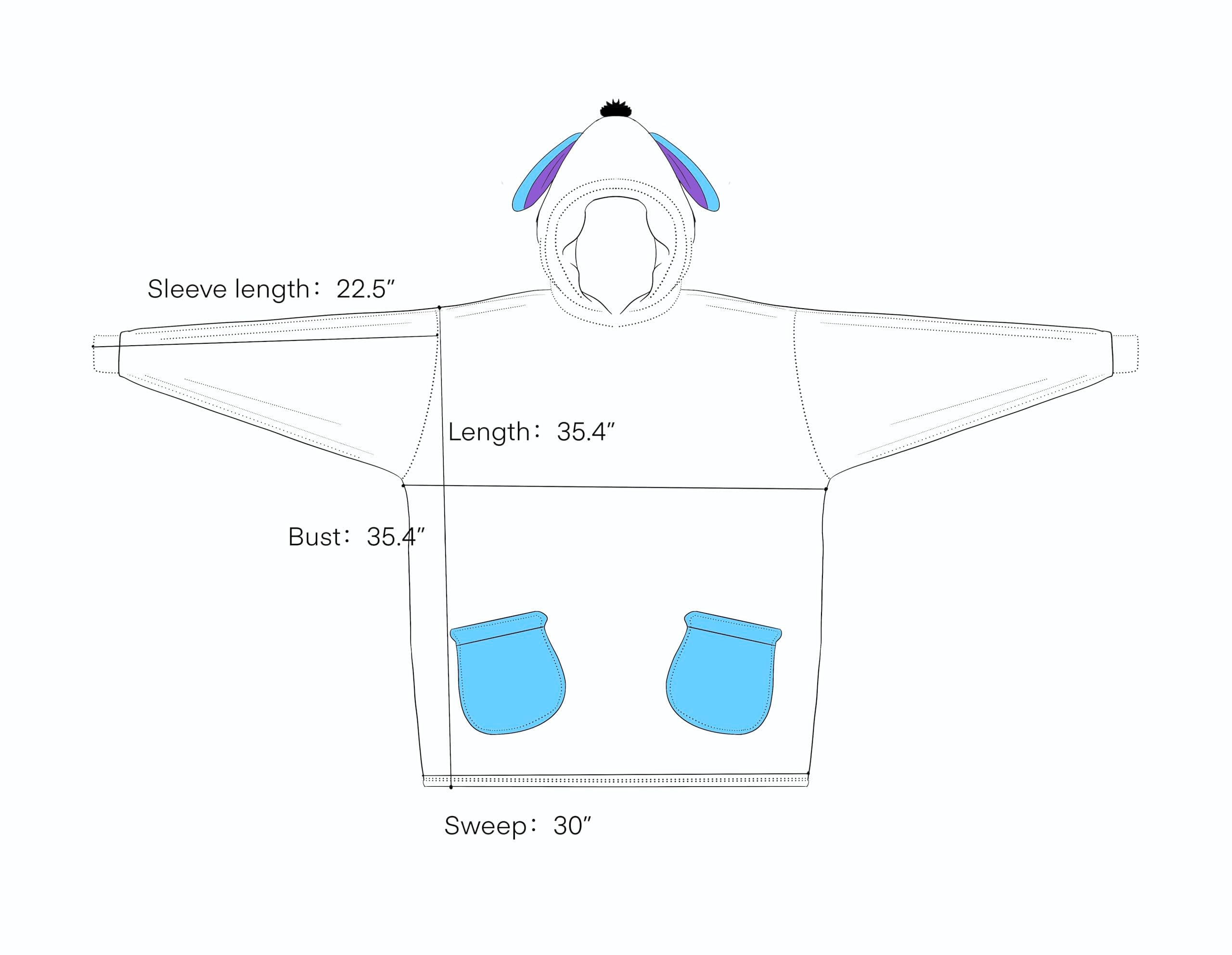 NEWCOSPLAY Wearable Blanket Hoodie Sherpa Hoodie Blanket for Women Men Warm Oversized Sweatshirt with Pockets (Donkey, Adult)