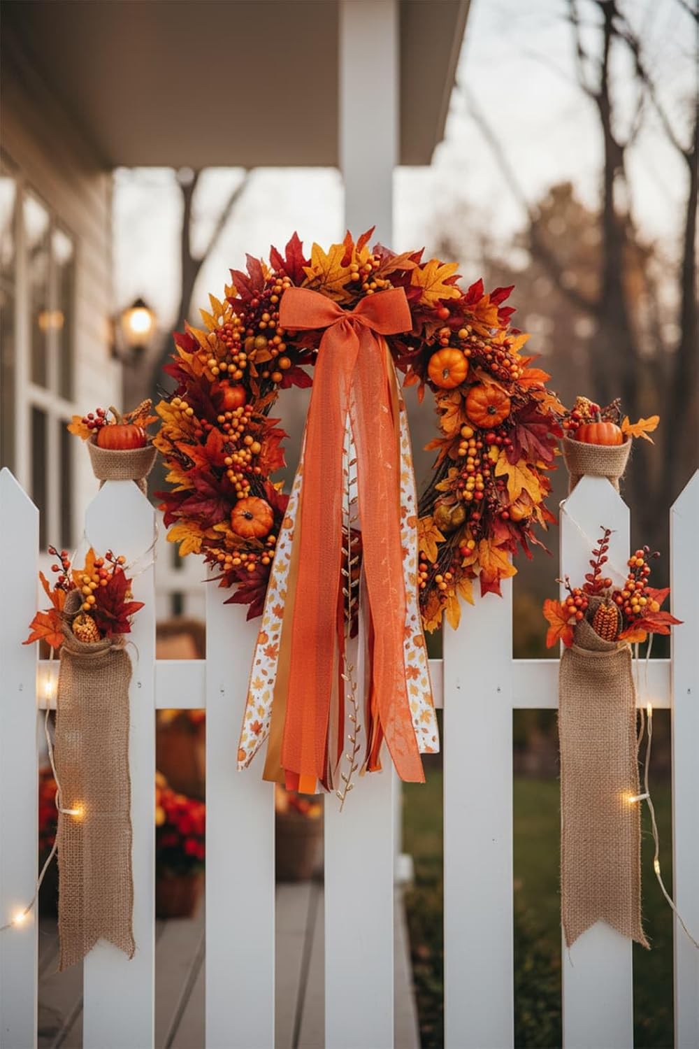 YKW 27" Fall Ribbon Wreath Bow - Large Autumn Decor with Metal Clip for Thanksgiving | 12 Layers