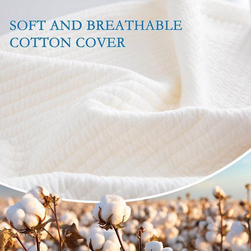 YOUR MOON Memory Foam Travel Pillow, Pure Cotton Cover, Ergonomic Wave Compressible Camping Pillow for Sleeping, Portable Backpacking Neck Support Pillows for Hiking, Car & Airplane (Off White)