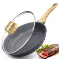 GiPP Nonstick Frying Pan Skillet with Lid - 9.5" Grey Granite Non Stick Pans, Omelette Pan with Heat-Resistant Handle, Compatible with All Stovetops, PFOA Free